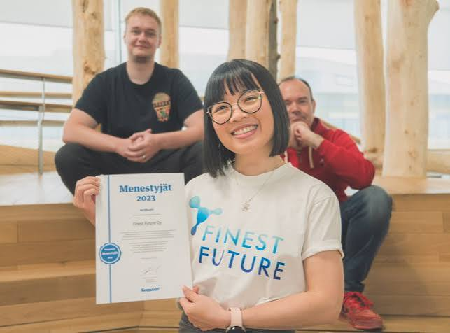 Finest Future team with the Menestyjat 2023 certificate